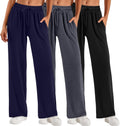 Women's Baggy Sweatpants 3 Pack - Wide Leg Cozy Lounge Joggers