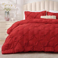 Red King Size Comforter Set - Boho Pintuck King Bedding Set - Soft