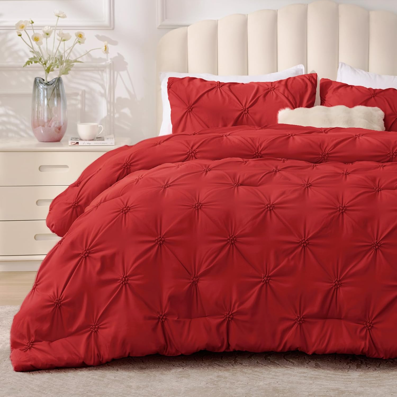 BEDELITE Red King Size Comforter Set for Cozy All Season Comfort