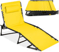 Yellow Patio Chaise Lounge Chair 300lb Capacity - Folding Recliner