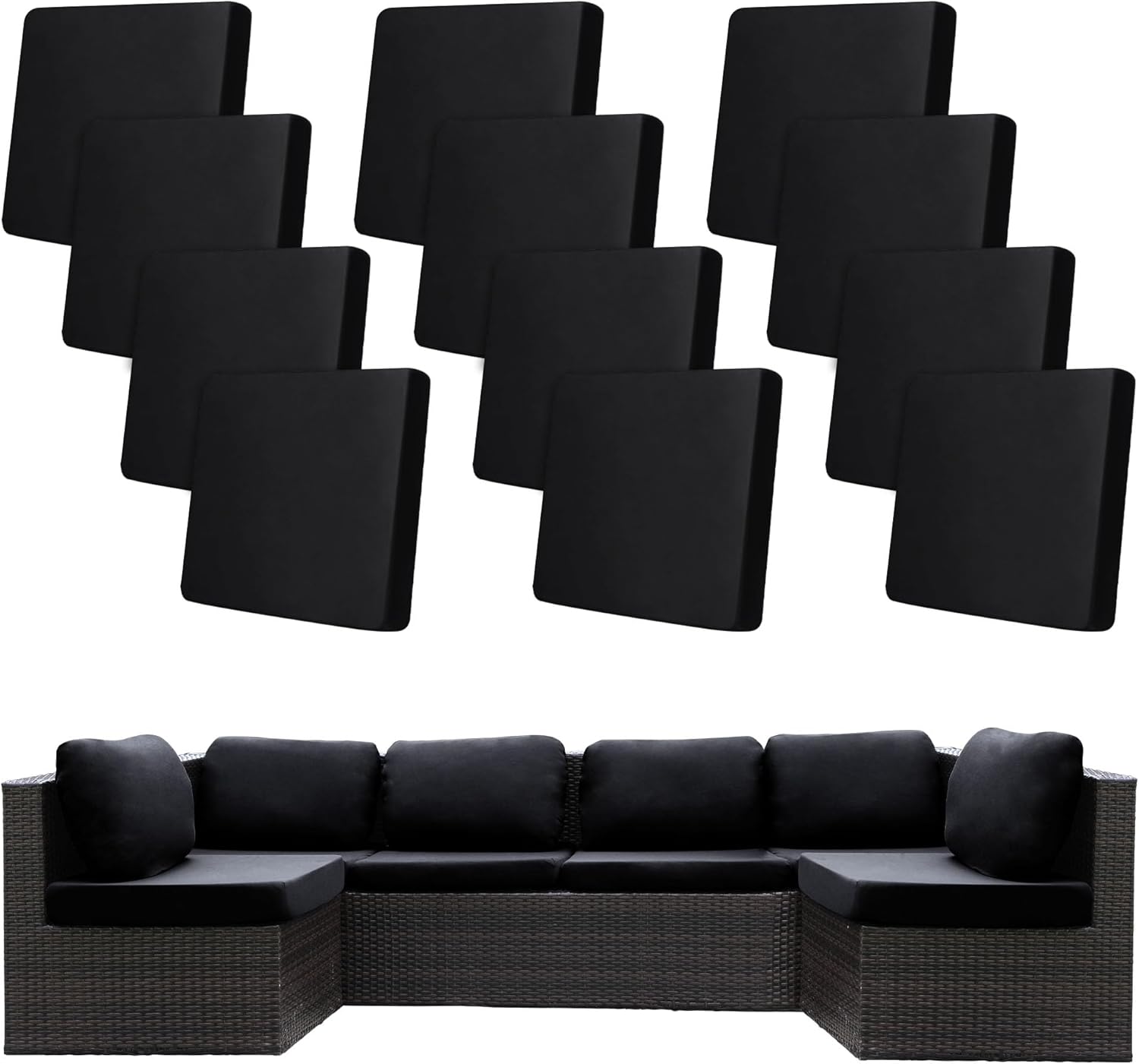 12 Pcs Stretch Patio Cushion Covers for Outdoor Furniture