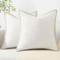 Chenille 26x26 Pillow Covers Set of 2 - Cream White Farmhouse Velvet