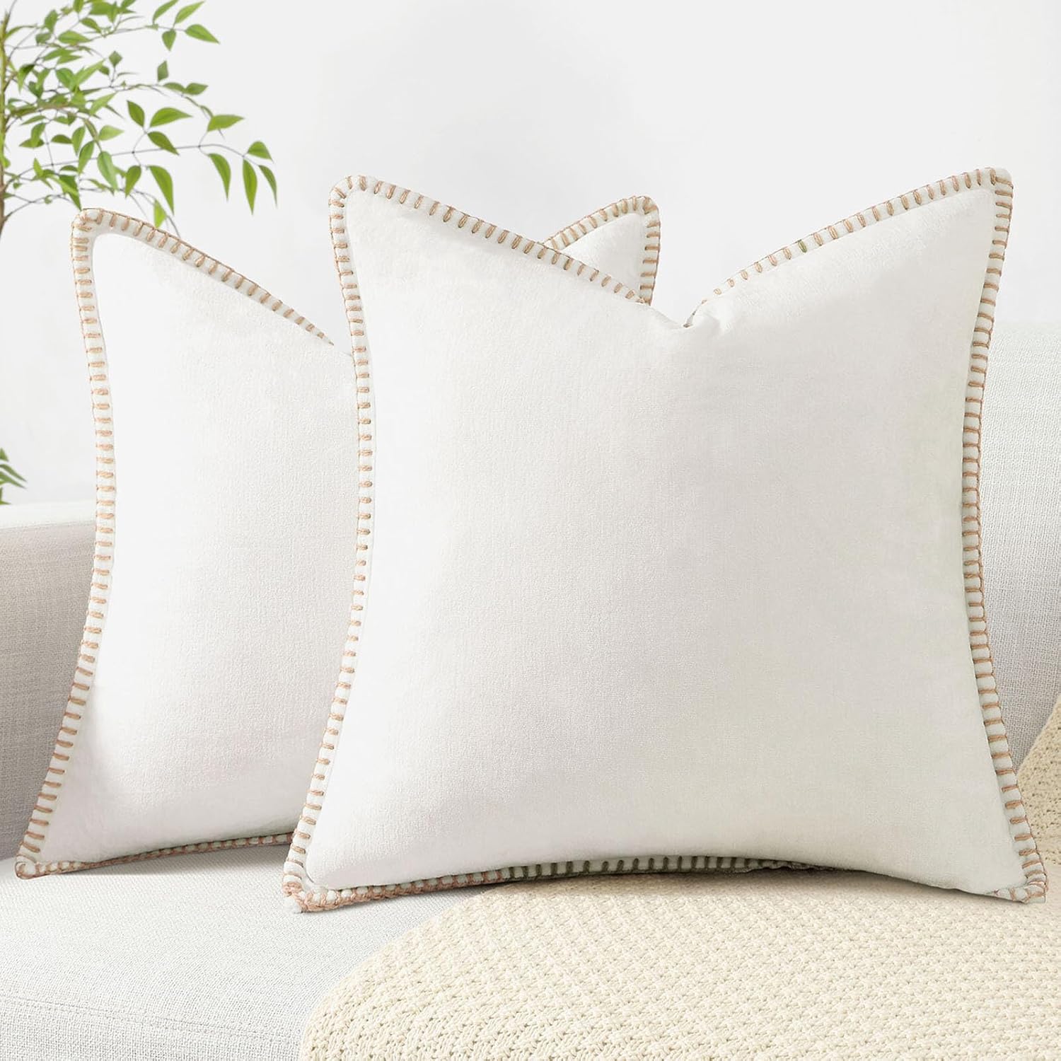 Chenille Soft Throw Pillow Covers 26x26 Set of 2 for Home Decor