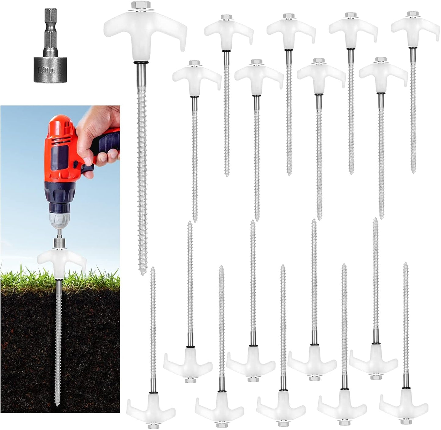 LEIFEOSH 18 Heavy Duty Luminous Tent Stakes Set