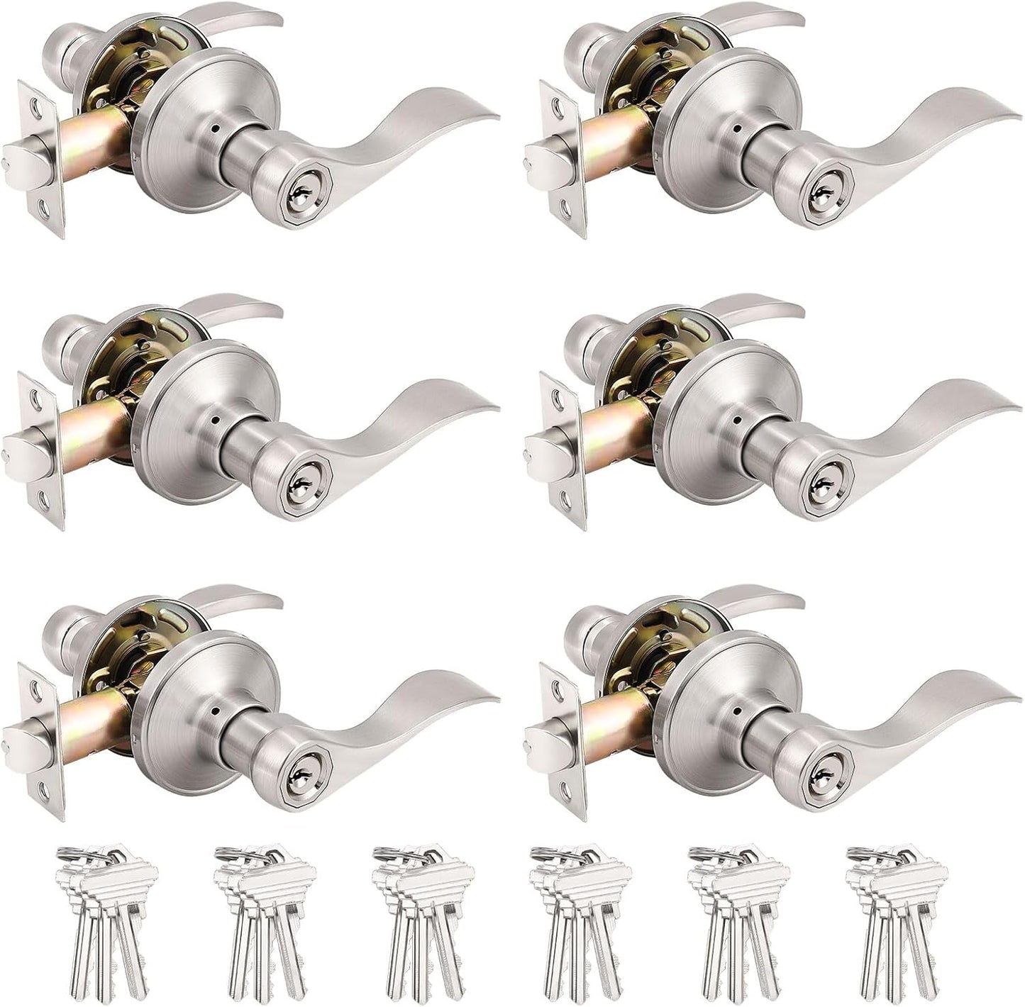 Probrico Wave Style Keyed Alike Entry Door Levers for Security