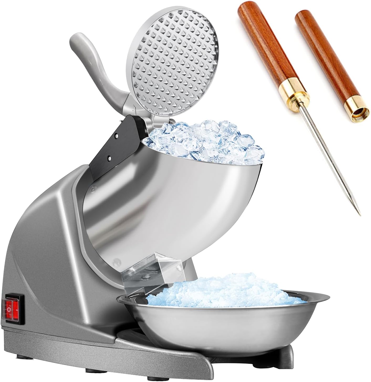 HORGELU Ice Crusher Machine for Snow Cones with 3 Blades