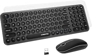 Wireless Keyboard and Mouse Set with Retro Round Keycaps