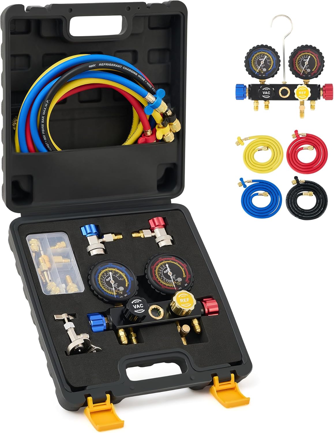 Orion Motor Tech 4 Way AC Gauge Set for R410a R22 R134a Use