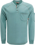 FR Shirts Henley 5.5oz Cotton Long Sleeve for Men - Lightweight FR