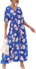 Loose Fit V Neck Maxi Dress for Women - Bohemian Summer Style