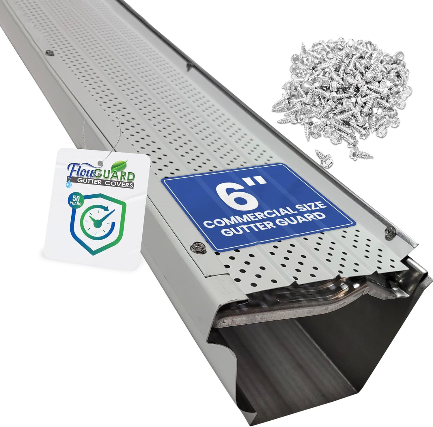 FlowGuard USA Made 6 Inch Gutter Cover System for Homeowners