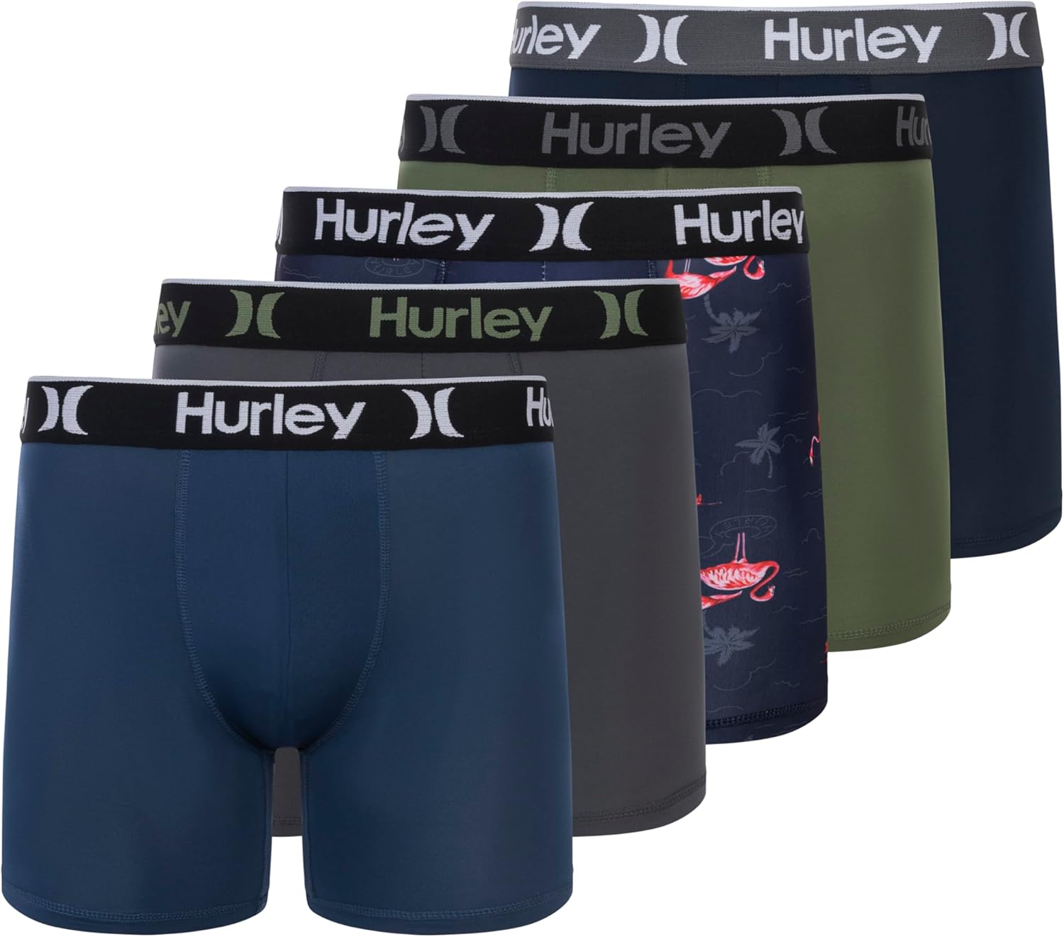 Hurley Men's 5 Pack Stretch Boxer Briefs for Ultimate Comfort