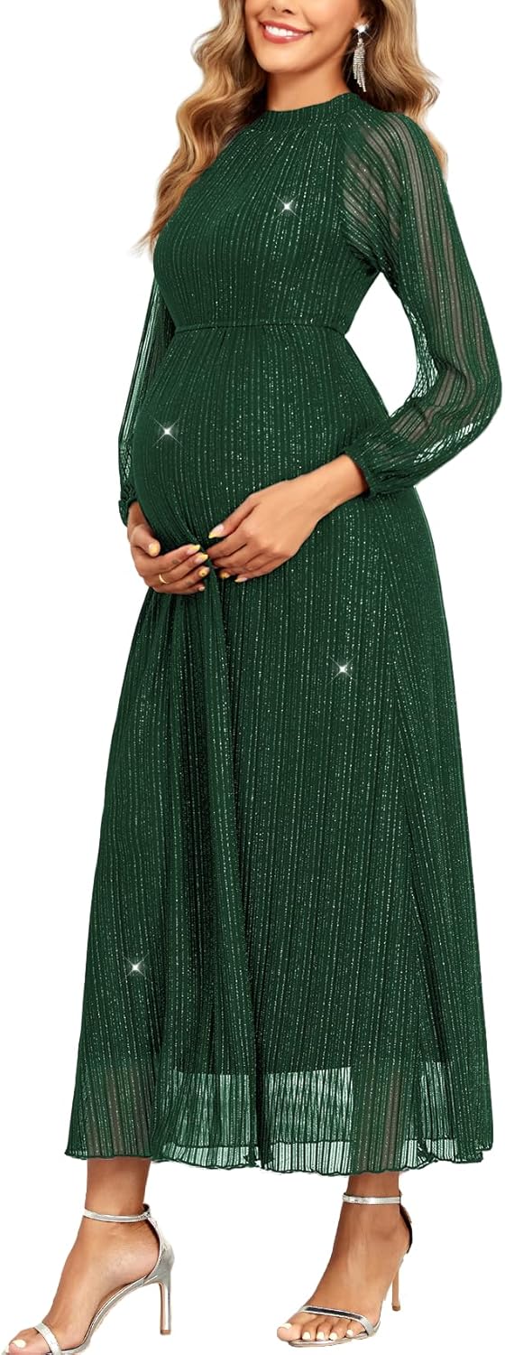 Maternity Sparkly Mesh Dress for Baby Showers and Photoshoots