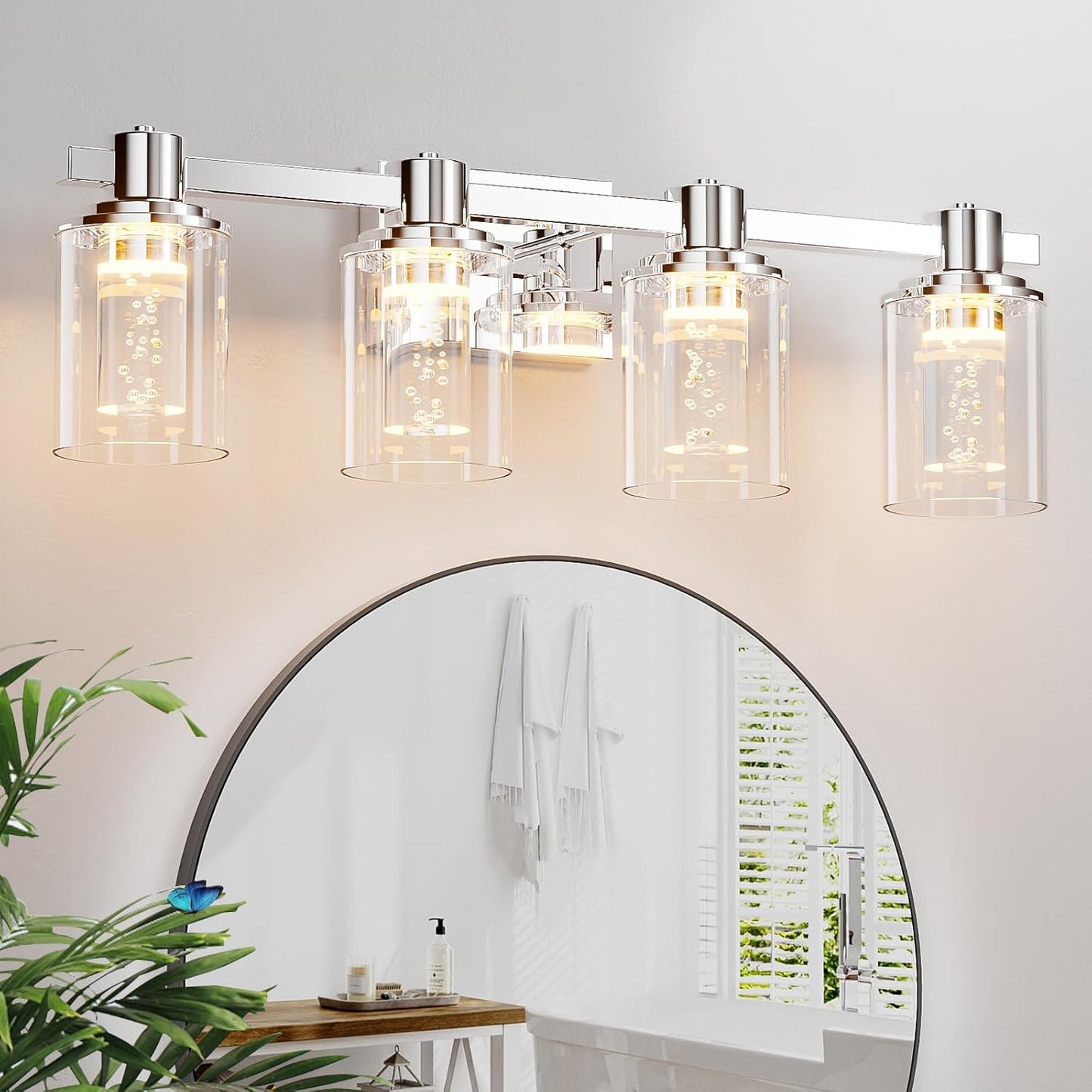 Quntis 4-Light Chrome Bathroom Vanity Light for Modern Spaces