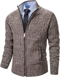 Mens Full Zip Cardigan Sweater - Slim Fit Stand Collar Knit