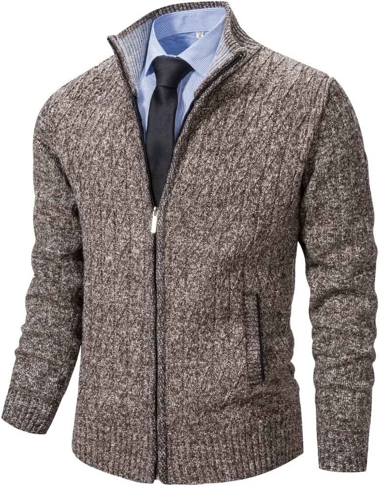Stylish Mens Cardigan Sweaters Full Zip Up with Pockets