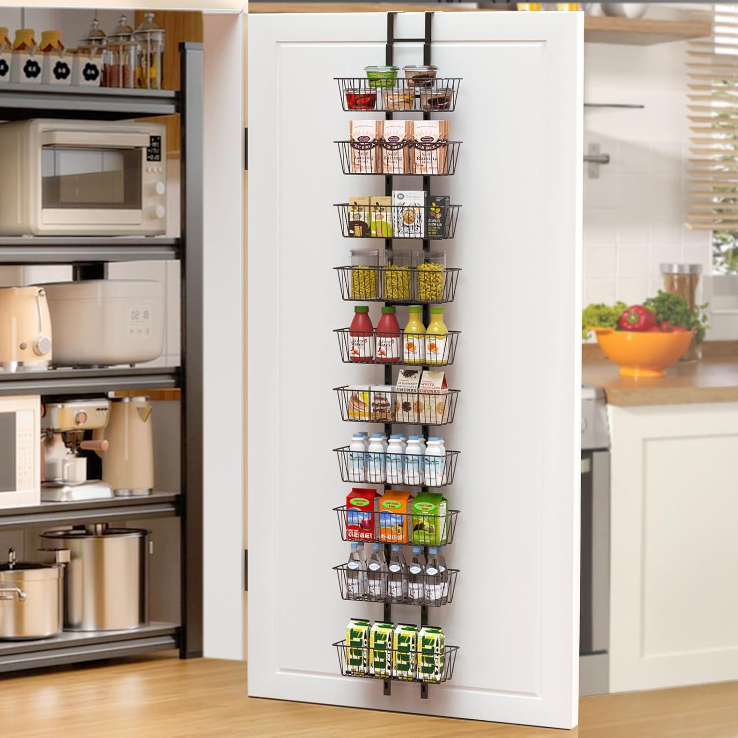 10 Tier Over the Door Pantry Organizer for Kitchen and Bathroom