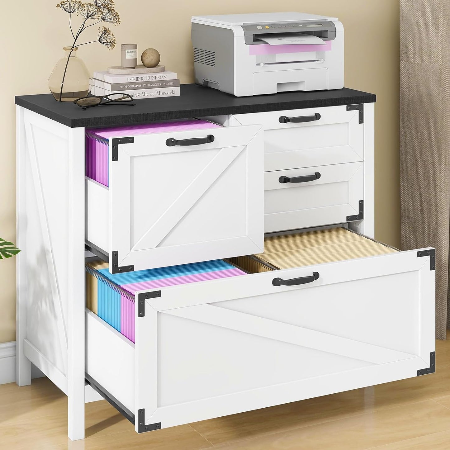 Lateral File Cabinet with 4 Drawers for Home Office Storage