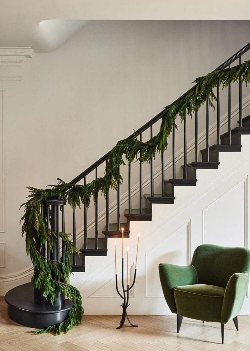 Afloral Real Touch Norfolk Pine Entry Staircase Garland 180 in Long