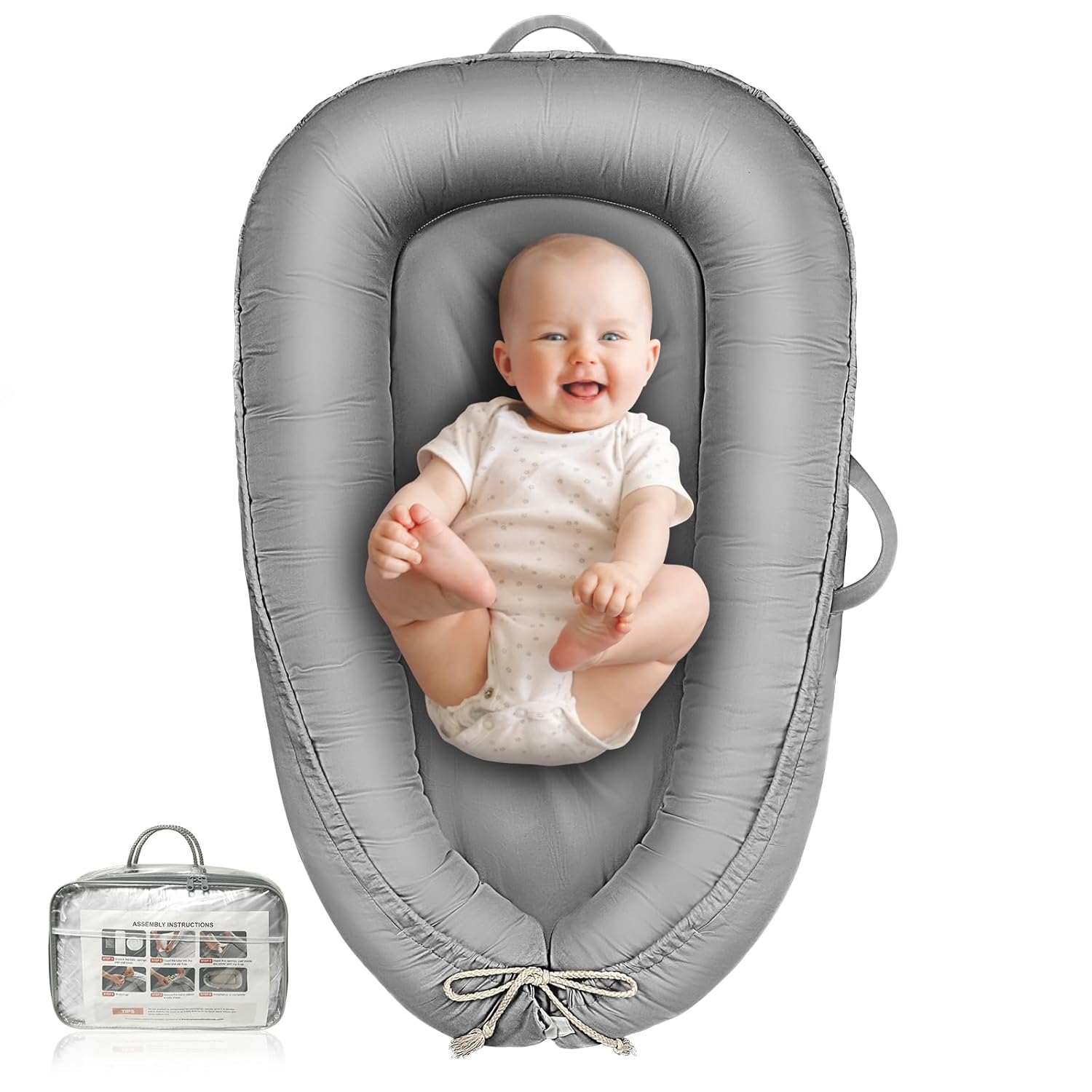 Baby Lounger for Newborns - Cozy Cotton Infant Nest for Comfort
