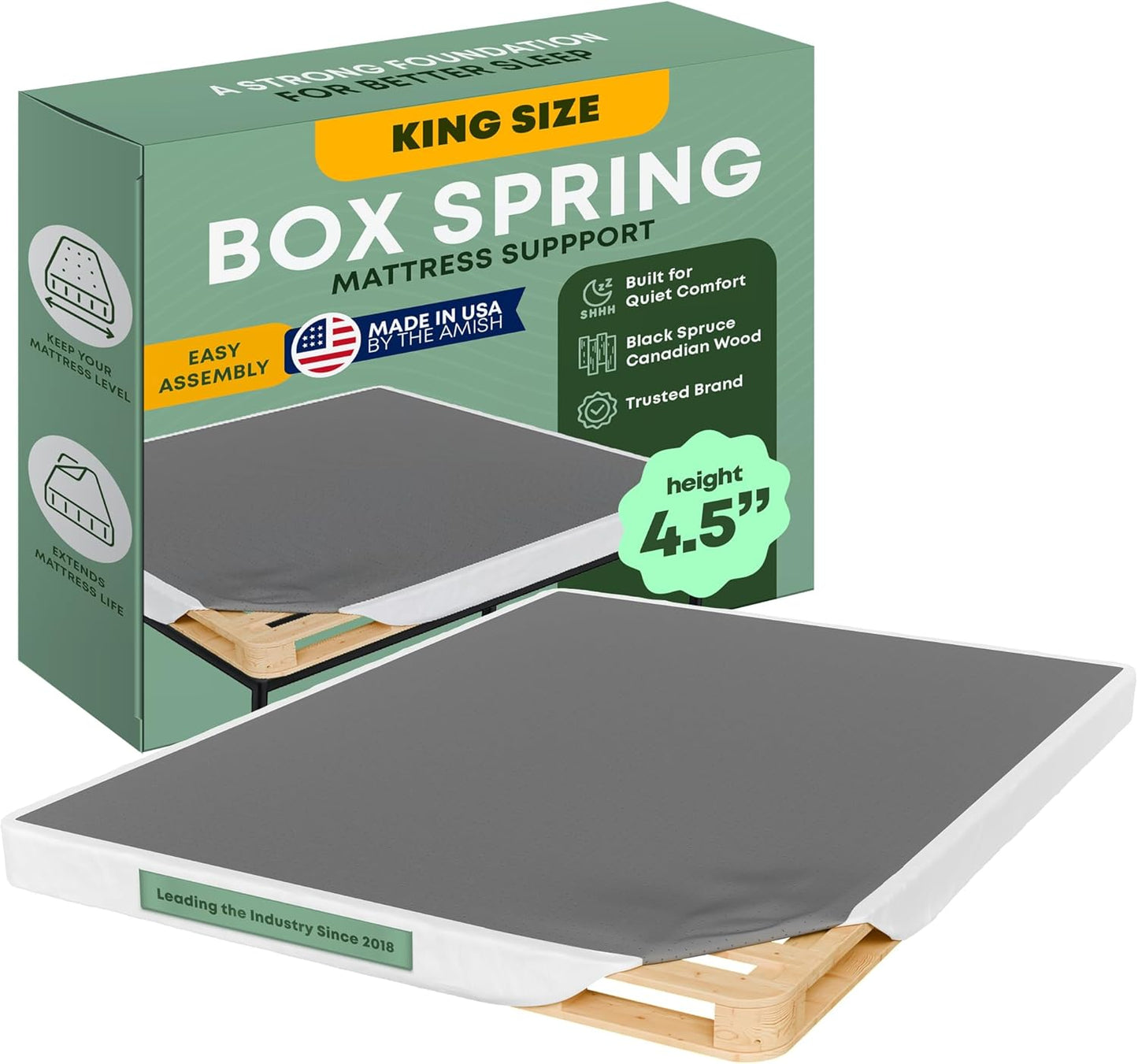 Greaton Unassembled King Box Spring: Amish Made Quality