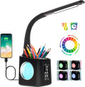 LED Desk Lamp with Clock and Color Nightlight - Multifunction Study
