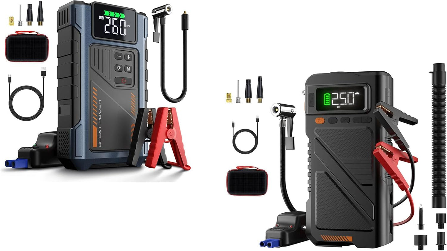 Powerful Jump Starters + Air Compressor Combo 