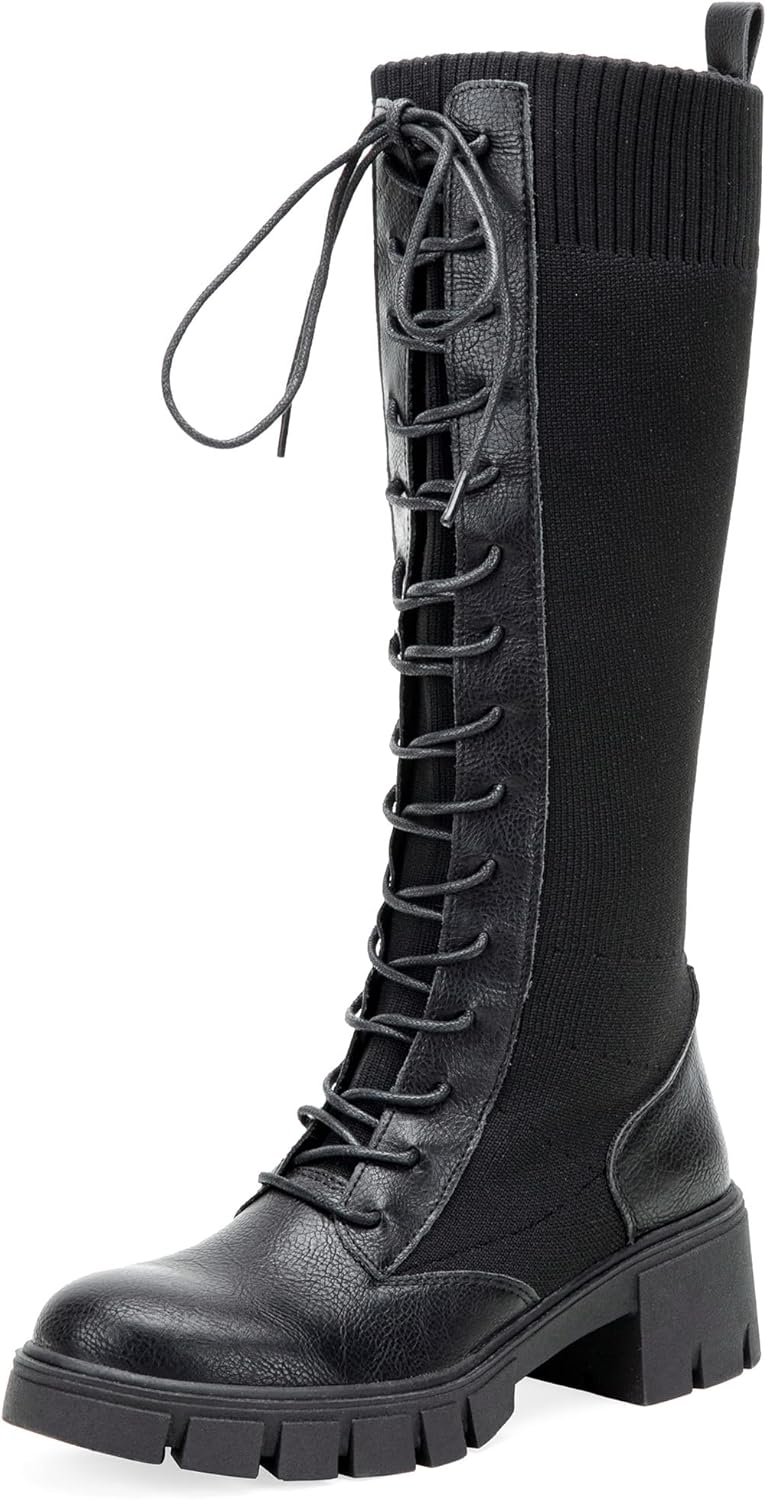 Jeossy Women's Knee High Combat Boots for Stylish Comfort