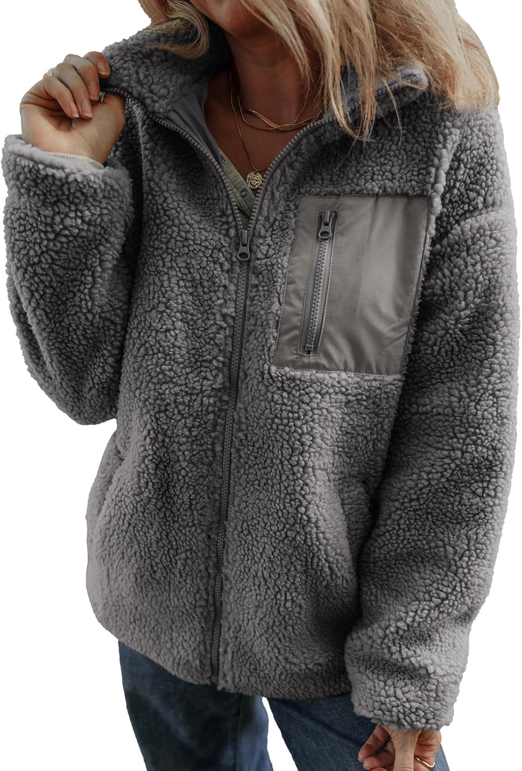 Trendy Full Zipper Fleece Jackets for Women by Dokotoo