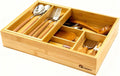 2-Tier Drawer Organizer with Removable Cutlery Tray - Bamboo Drawer