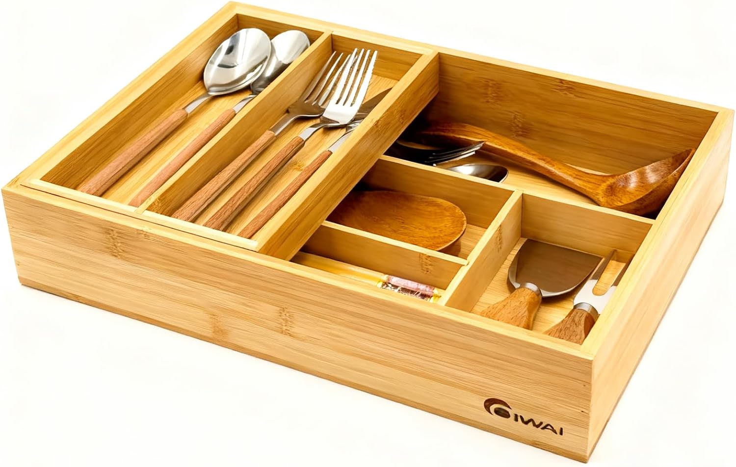 2-Tier Drawer Organizer with Removable Cutlery Tray for Utensils