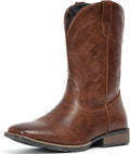 IUV Cowboy Boots For Men Wide Square Toe Western Retro (Style QJSX)