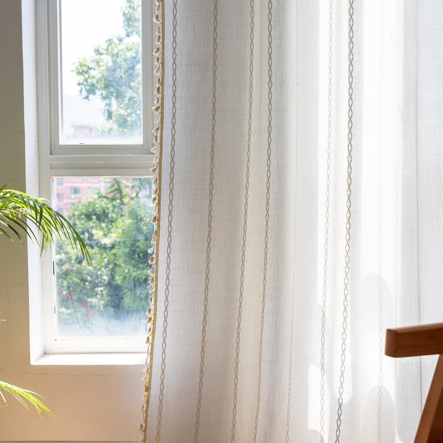 Deeprove White Boho Curtains 102 inch Extra Long for Chic Decor