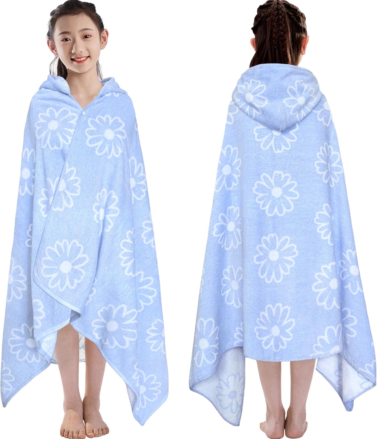 Hooded Bath Towels for Teens and Big Kids - Soft Cotton Wrap
