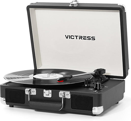 Bluetooth Vinyl Record Player with Recording and Speakers