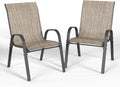 Patio Dining Chairs Set of 2 - Wide Comfortable Stackable Dining