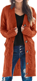 Long Sleeve Cable Knit Long Cardigan for Women - Cozy Layering XL=US