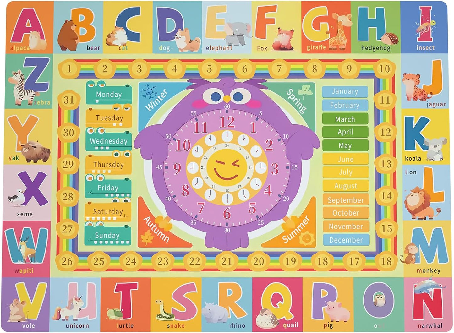 Kids Play Mat for Floor, ABC Playroom Rug 60x80 Non Slip