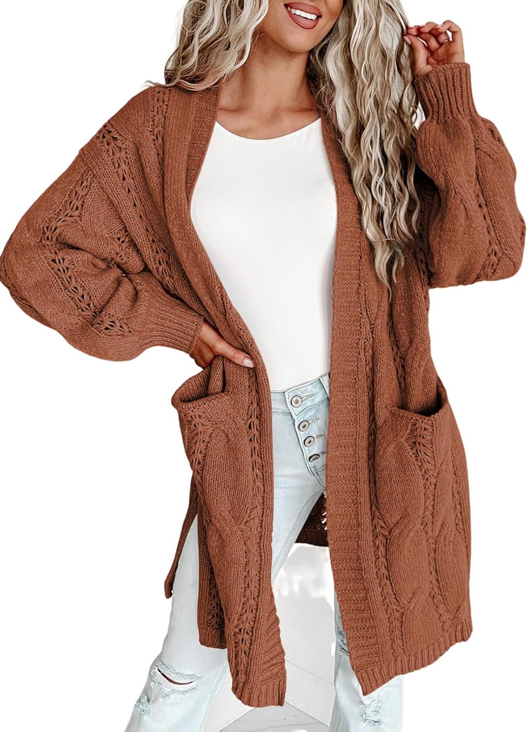 Dokotoo Long Cardigans for Women Open Front Lightweight Sweaters