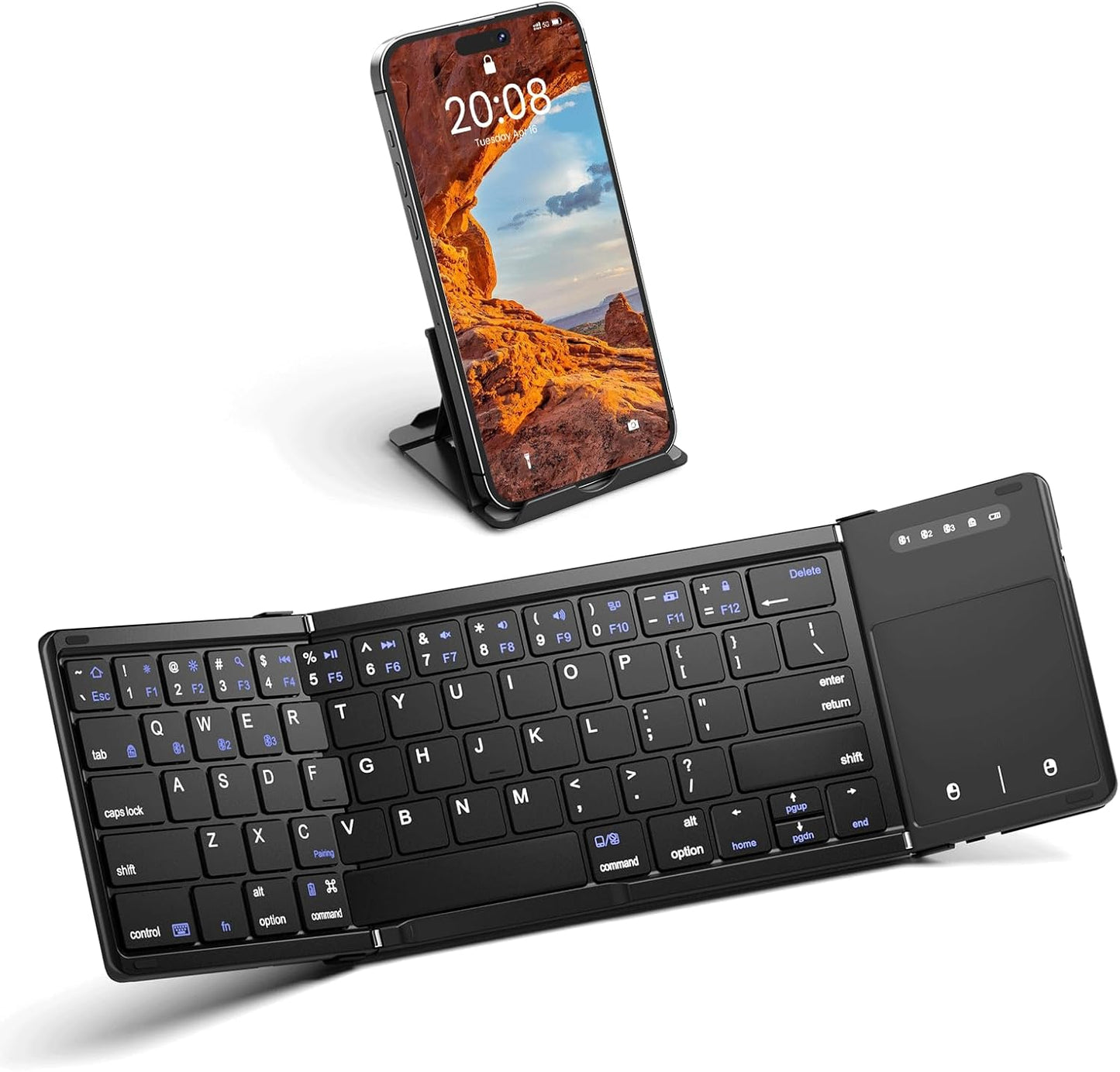 Portable Foldable Bluetooth Keyboard - BT5.1 Touchpad for Any Device