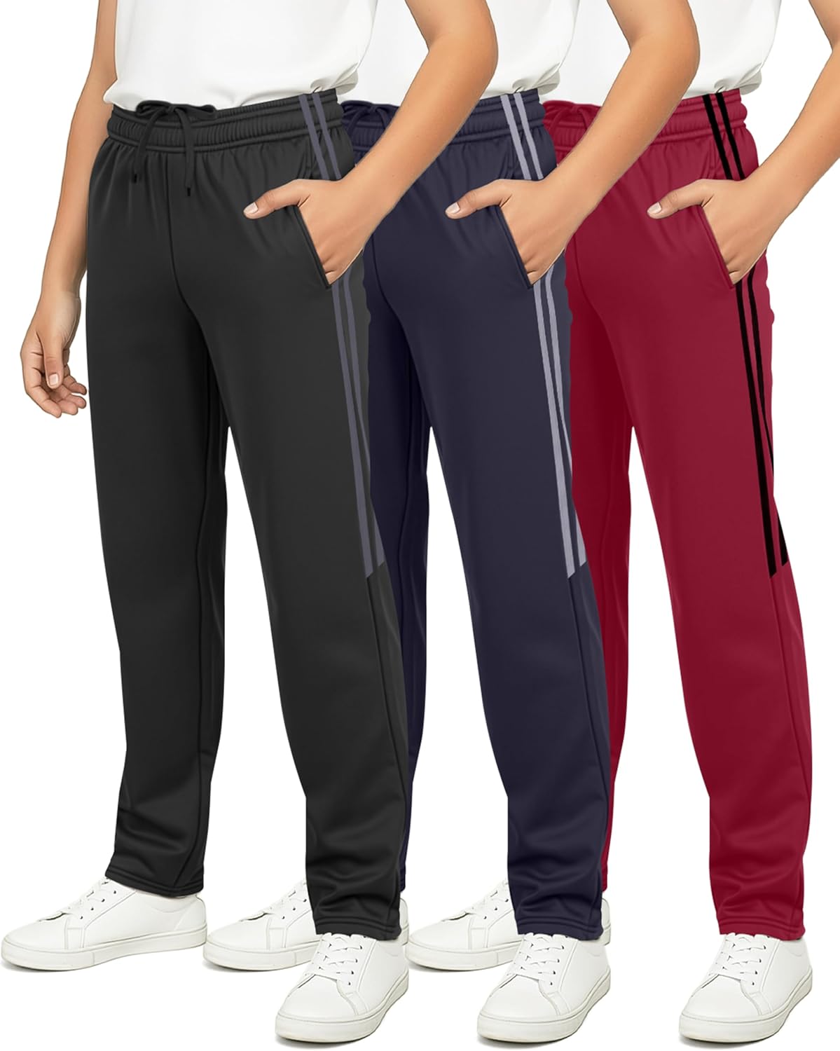 Boys' Fleece-Lined Sweatpants with Pockets for Active Wear