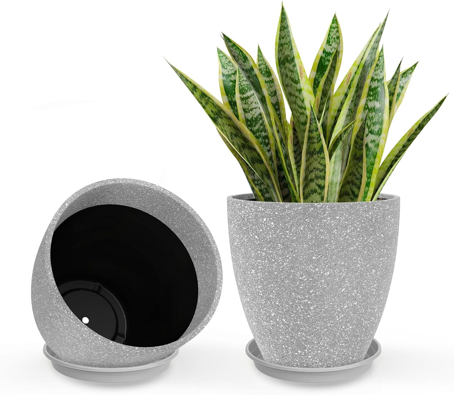 Flower Pot Indoor Outdoor Plant Pot Gray Rough Planter 12in