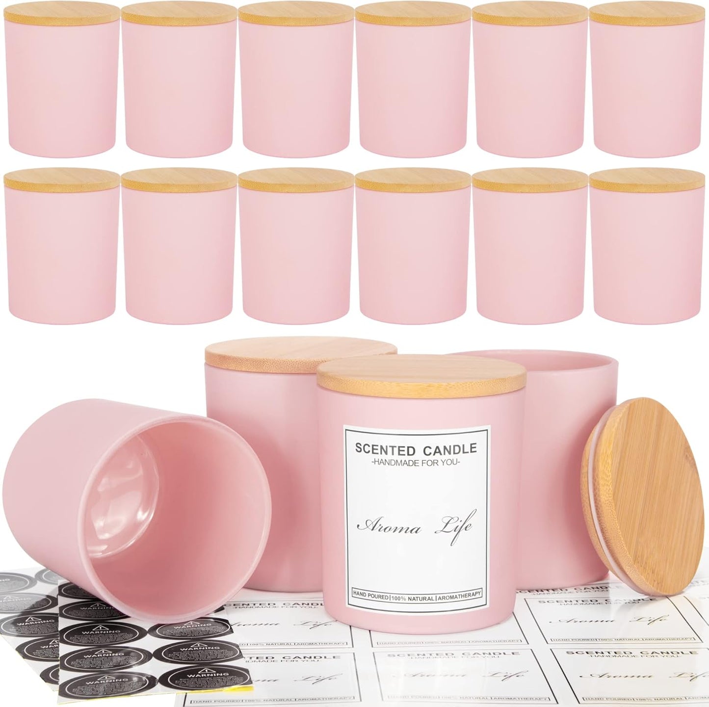 Creahaus 10oz Candle Jars with Bamboo Lids for DIY Candles