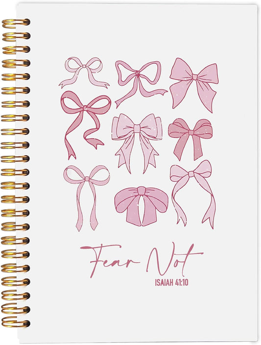 Christian Pink Bow Notebook - Inspirational Spiral Journal