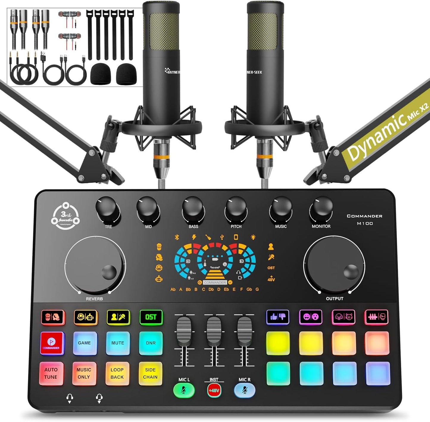 Podcast Equipment Bundle for 2 with Dynamic Microphones and Mixer