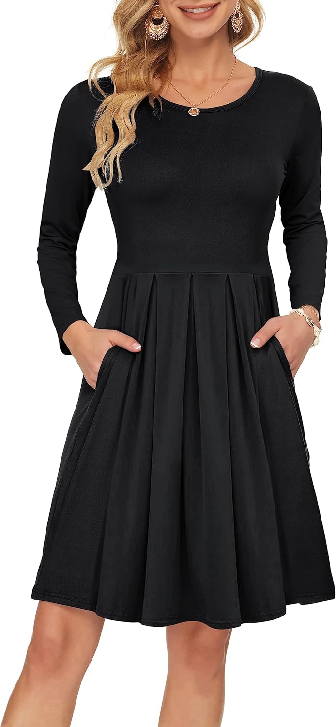 AUSELILY Women's Long Sleeve Fall Dress with Pockets 2025