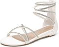 Rhinestone Ankle Strap Women's Low Wedge Sandals - Dressy Comfort