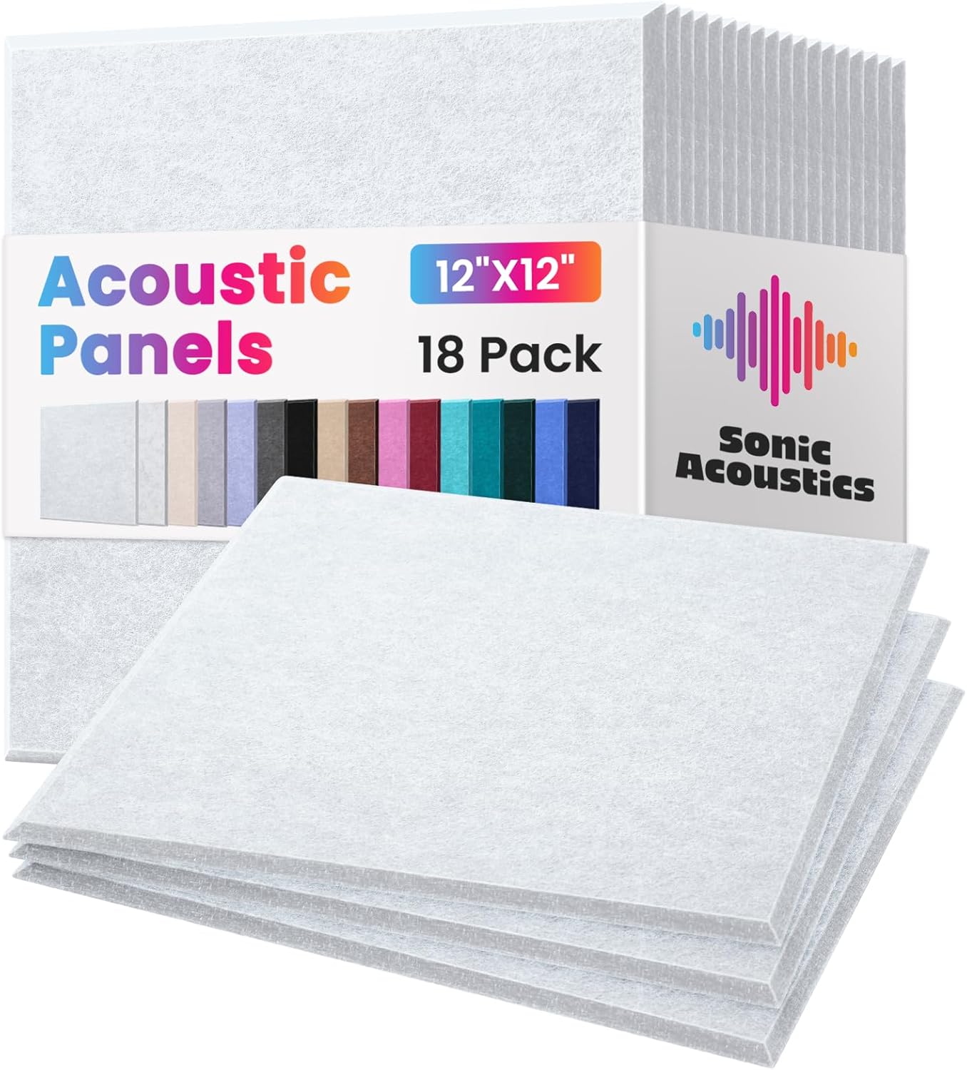 Sonic Acoustics 18-Pack Soundproof Wall Panels for Home Use