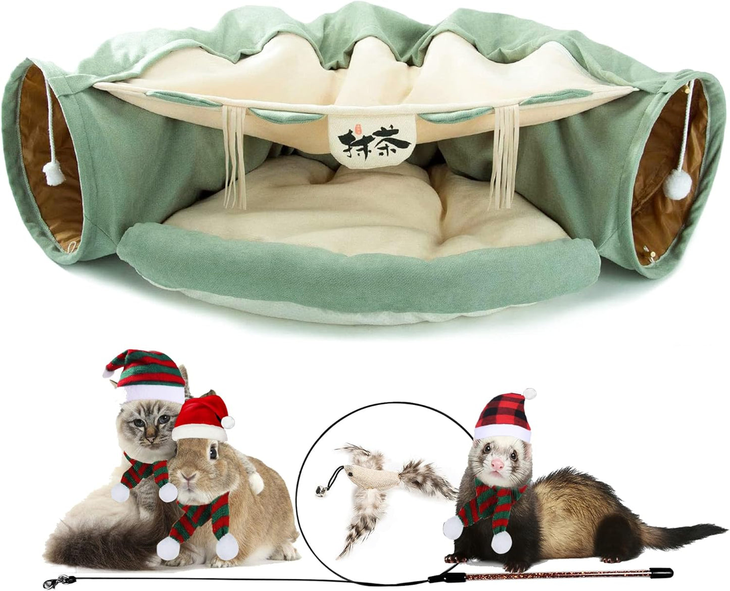 Cat Tunnel Bed with Removable Mat for Endless Fun and Play