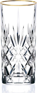 Siena Collection Crystal Water Beverage Glass Set with Gold Band